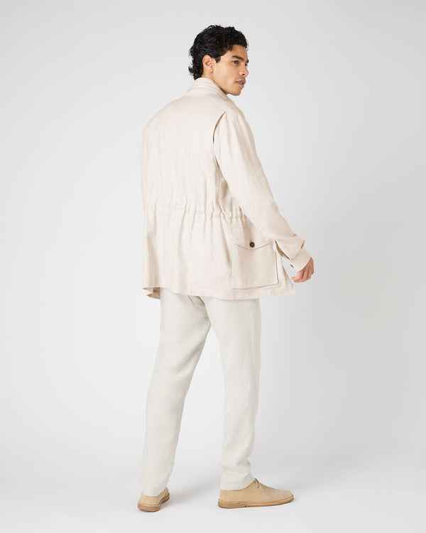 N.Peal Men's Hampton Linen Jacket Beige Brown