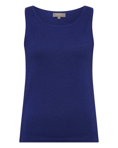 N.Peal Women's Ella Superfine Cashmere Shell Top Indigo Blue
