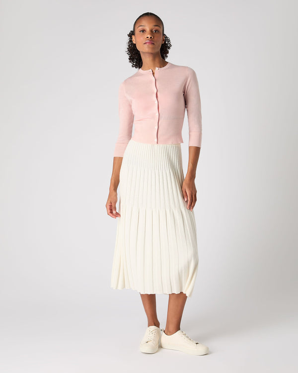 N.Peal Women's Darcie Superfine Cashmere Cropped Cardigan Blush Pink