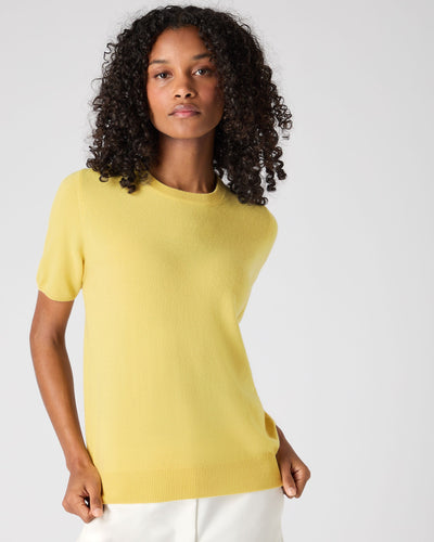 N.Peal Women's Milly Classic Cashmere T-Shirt Citrine Yellow