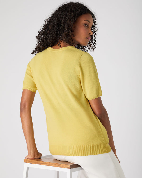 N.Peal Women's Milly Classic Cashmere T-Shirt Citrine Yellow
