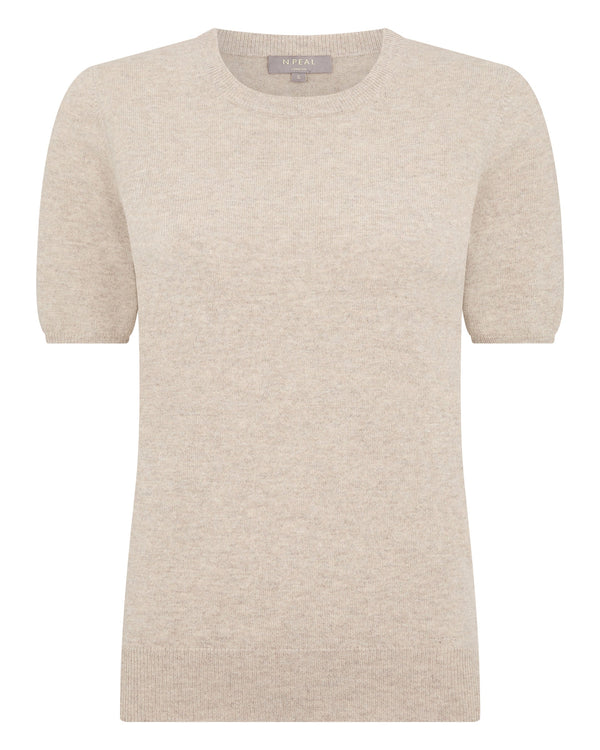 N.Peal Women's Milly Classic Cashmere T-Shirt Oatmeal Brown