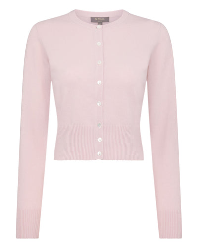 N.Peal Women's Ivy Cropped Cashmere Cardigan Quartz Pink