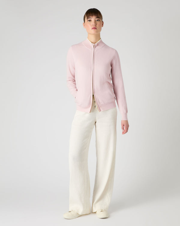 N.Peal Women's Alisa Full Zip Cashmere Cardigan Quartz Pink