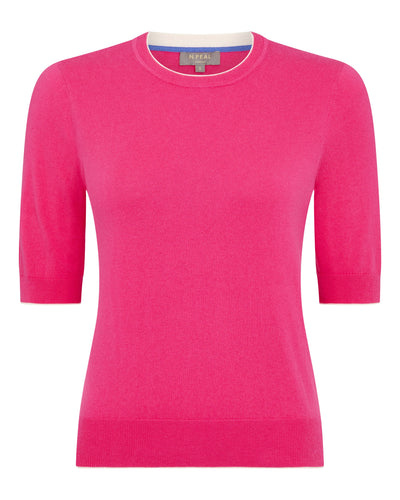 N.Peal Women's Cotton Cashmere T-Shirt Crush Pink