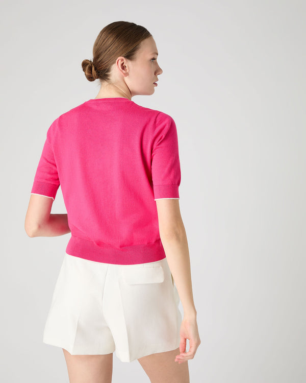 N.Peal Women's Cotton Cashmere T-Shirt Crush Pink