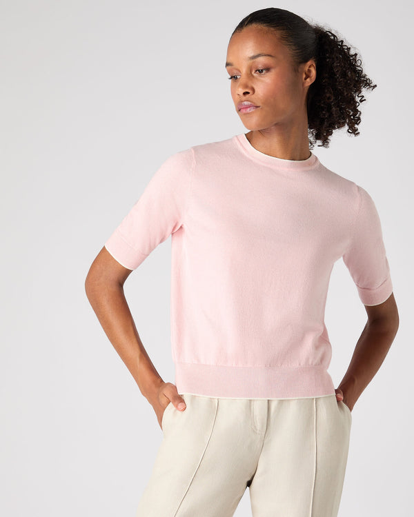 N.Peal Women's Cotton Cashmere T-Shirt Spring Pink