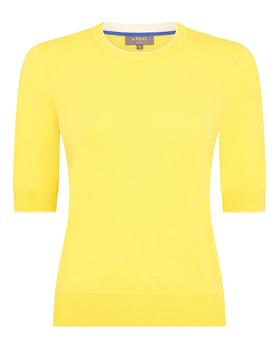 N.Peal Women's Cotton Cashmere T-Shirt Sunshine Yellow