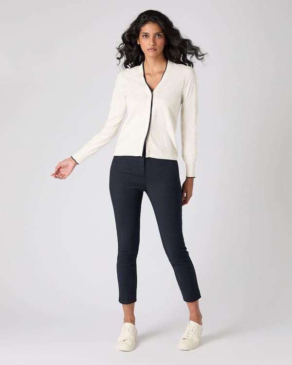 N.Peal Women's Cotton Cashmere Cardigan New Ivory White