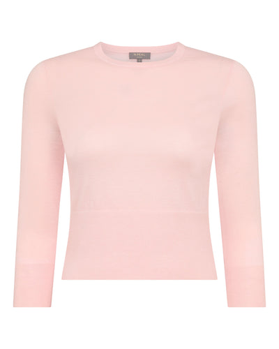 N.Peal Women's Superfine Cashmere Crop Jumper Blush Pink