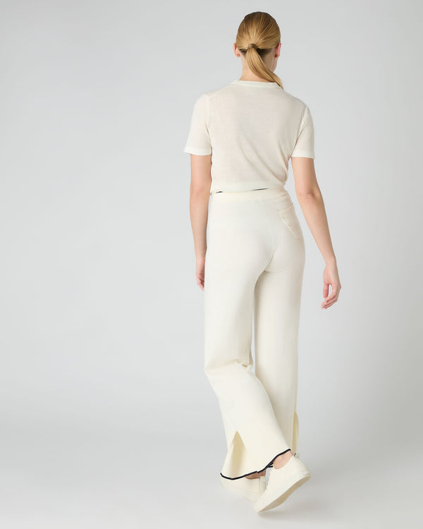 N.Peal Women's Cotton Cashmere Trouser New Ivory White