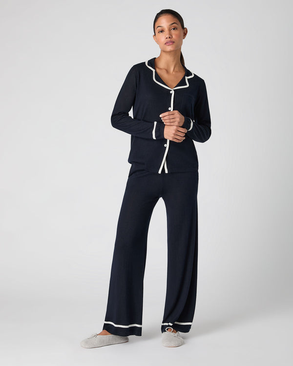 N.Peal Women's Pyjama Trousers Navy Blue