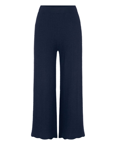 N.Peal Women's Wave Stitch Cashmere Silk Trouser Navy Blue