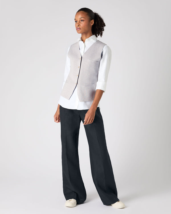 N.Peal Women's Mila Cotton Cashmere Silk Waistcoat Fumo Grey