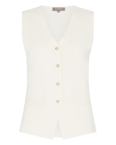 N.Peal Women's Mila Cotton Cashmere Silk Waistcoat New Ivory White