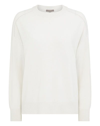 Women's Round Neck Cashmere Sweater New Ivory White | N.Peal