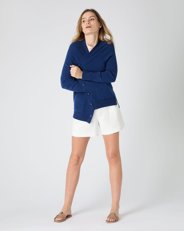 N.Peal Women's Erin Oversized Cashmere Cardigan French Blue