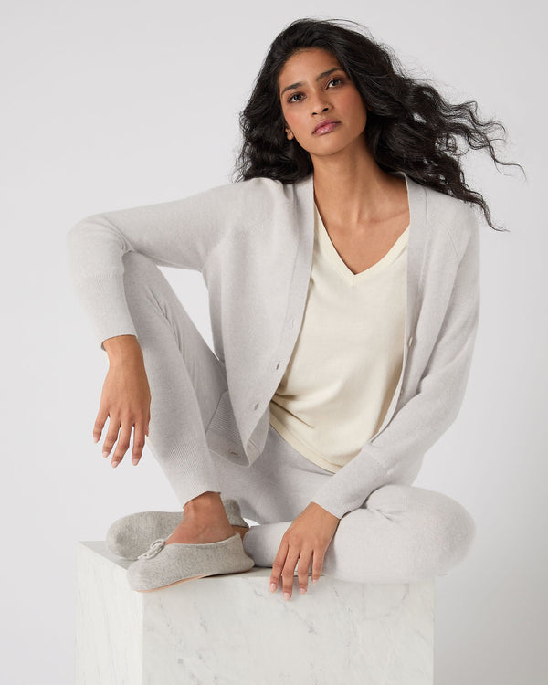 N.Peal Women's Erin Oversized Cashmere Cardigan Pebble Grey