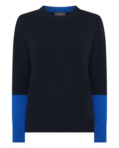N.Peal Women's Relaxed Round Neck Cashmere Jumper Navy Blue