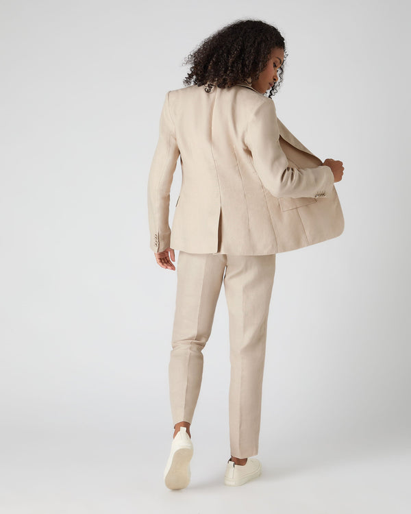N.Peal Women's Chloe Linen Jacket Oat Brown
