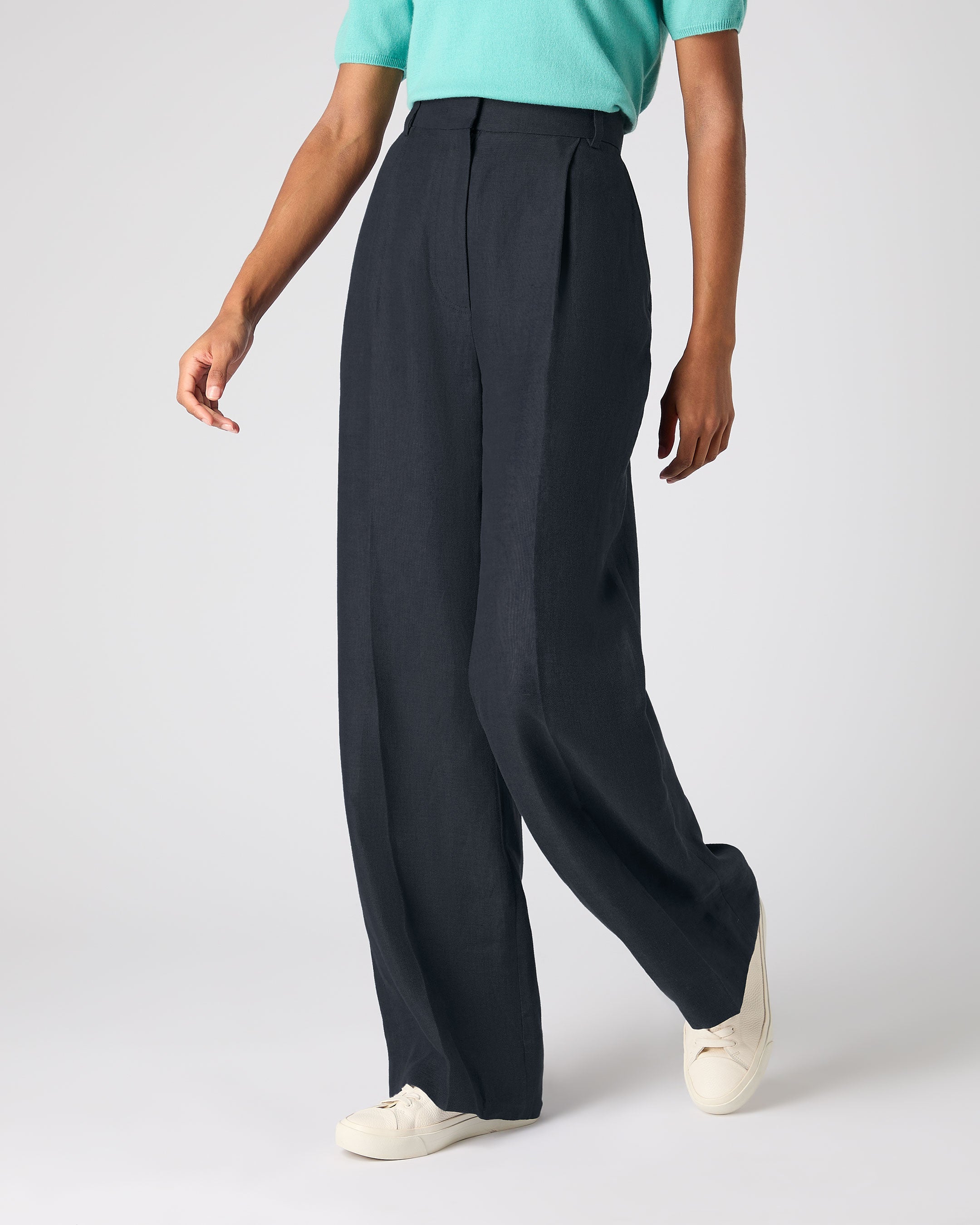 Women's Linen Pants Navy Blue | N.Peal