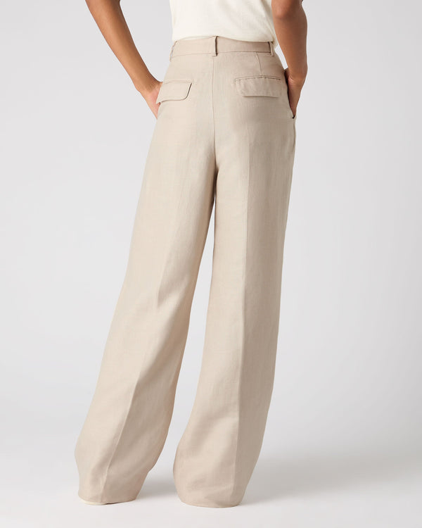 N.Peal Women's Florence Linen Trouser Oat Brown