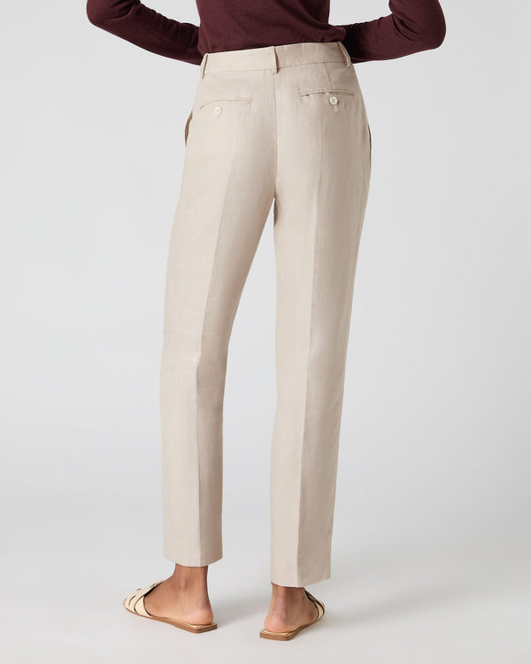 N.Peal Women's Harper Crop Linen Trouser Oat Brown