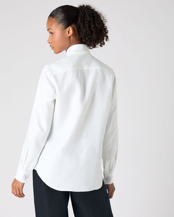 N.Peal Women's Classic Linen Shirt White