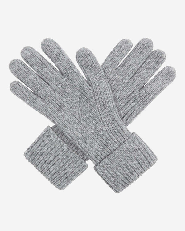 N.Peal Men's Ribbed Cashmere Gloves Flannel Grey