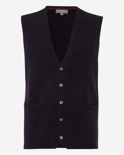 N.Peal Men's The Chelsea Milano Cashmere Waistcoat Navy Blue
