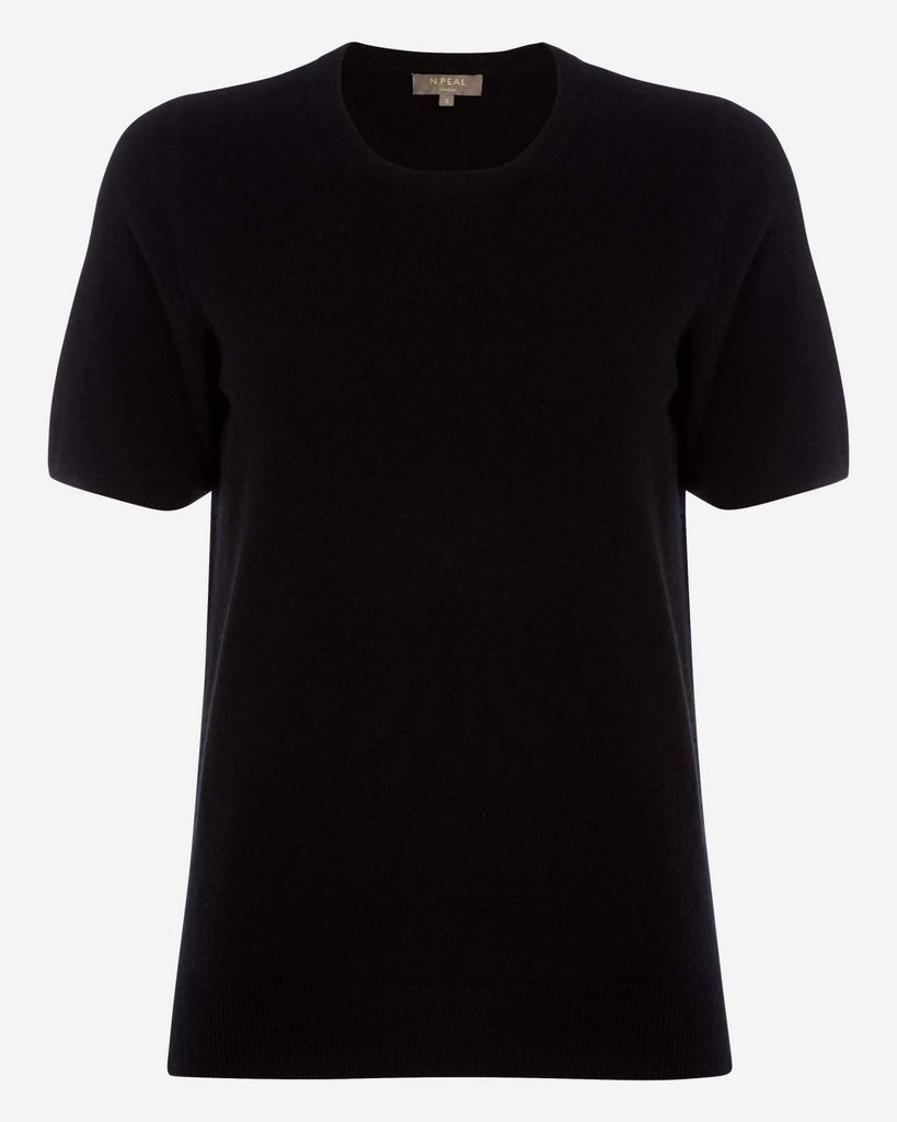 Women's Round Neck Cashmere T Shirt Black | N.Peal