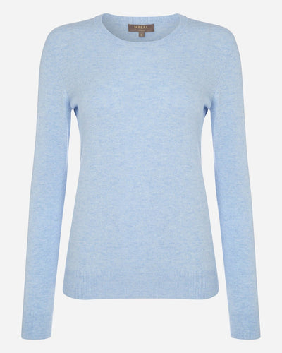 Blue Marl, Pure Cashmere V Neck Sweater