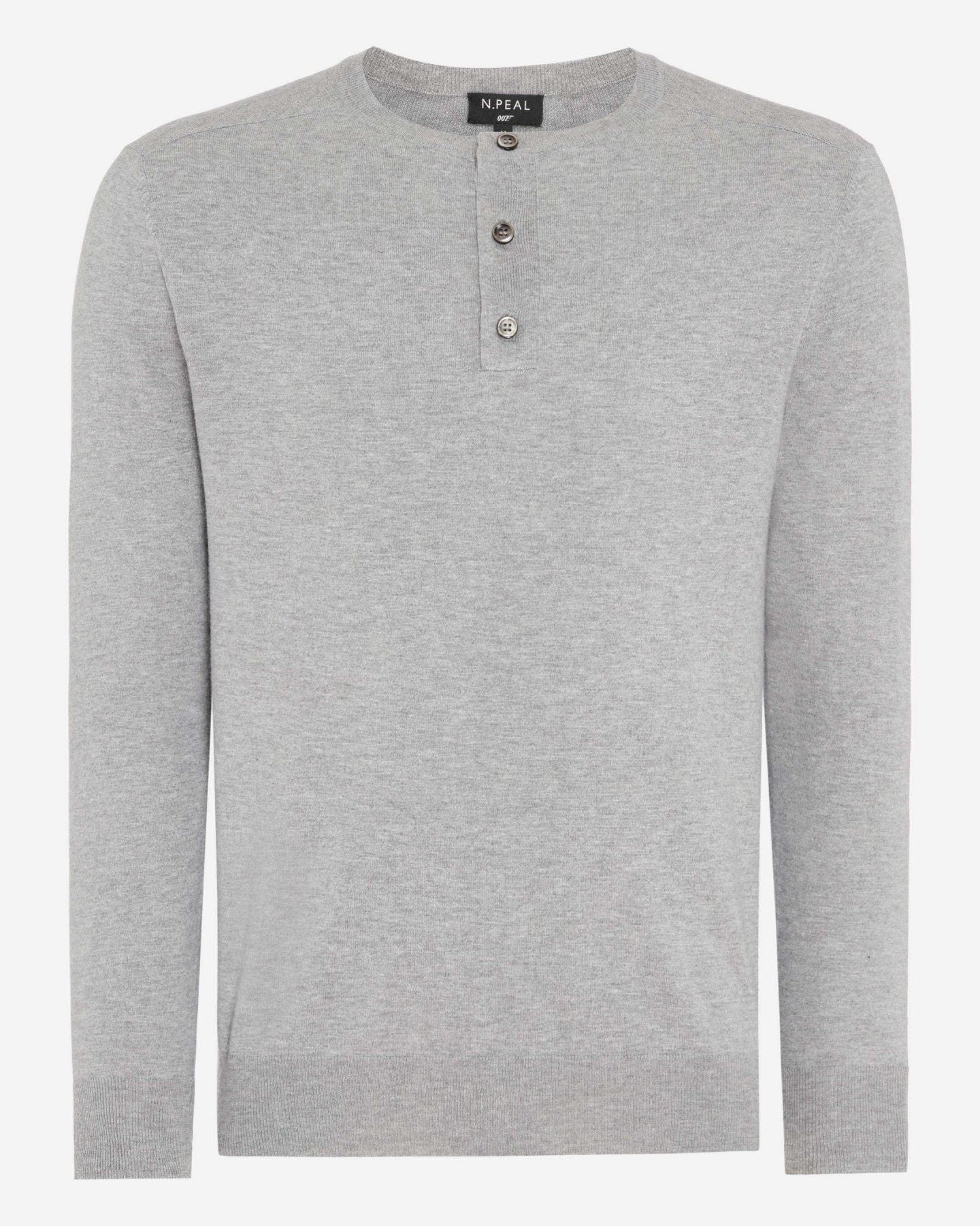 N.Peal 007 Round Neck Henley Light Grey